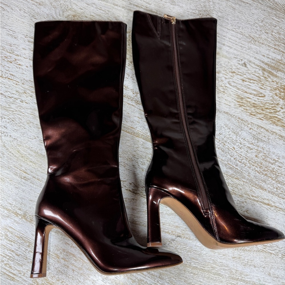 Jessica Simpson Shiny Brown Knee-High Boots new